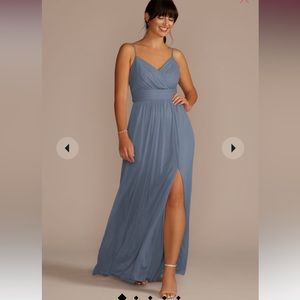 David’s Bridal Steel Blue Bridesmaid Dress Size 2
